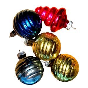 5 Vintage 1950's -1960's Mercury Christmas Tree Ornaments